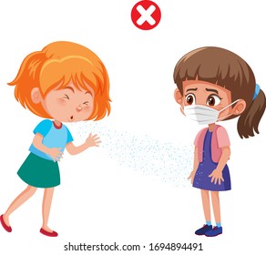 Covid-19 spreading to a girl illustration