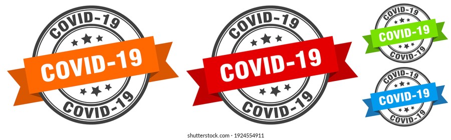 Covid-19 Stempel. covid-19 Rundband-Zeichensatz. Etikett