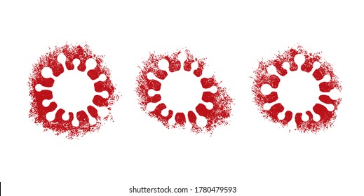 Covid-19 stamp - stencil in rough grungy style in 3 variations - isolated vector pandemic emblem