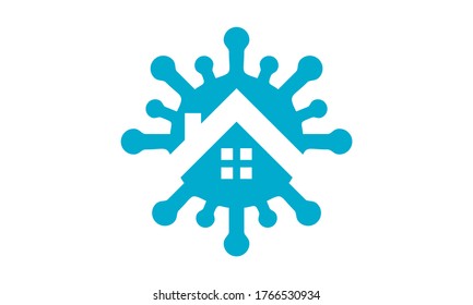 covid19 stay athome icon logo vector illustration