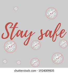 Covid-19 Stay Safe Gray Stop Covid Virus Pandemic Illustration. Test Grey Sick Red Healthcare Danger Sign Take Care Vector. Epidemic Type Asian Flue Wish Silver Coronavirus Quarantine Backdrop.