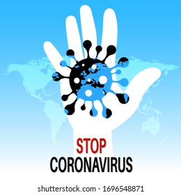 Covid-19. Stop coronavirus. Epidemic on the planet. Global threat. Banner.The concept of disease control. Vector illustration.