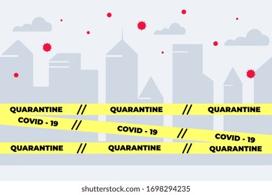 COVID-19. Stop Coronavirus. Novel virus 2019-nCoV. Concept of quarantine, prevent infection. Contaminated infected city.