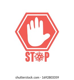 covid19 stop sign icon over white background, flat style, vector illustration