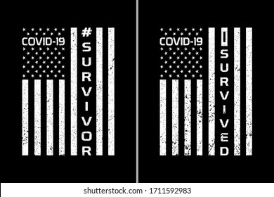 COVID-19 Survivor and COVID-19 I Survived T Shirt Vector. Novel Coronavirus T Shirt Vector Design