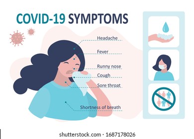 Covid-19 symptoms banner template. 