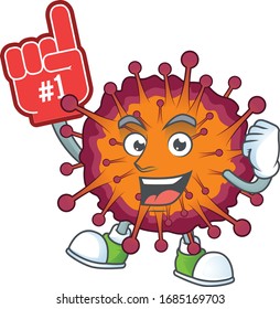 COVID19 syndrome presented in cartoon character design with Foam finger