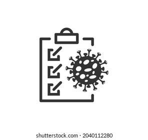 COVID-19 test board icon. Novel Coronavirus Disease 2019-nCov Pandemic illness health care message business concept. Medical checklist report with approved coronavirus diagnosis sign