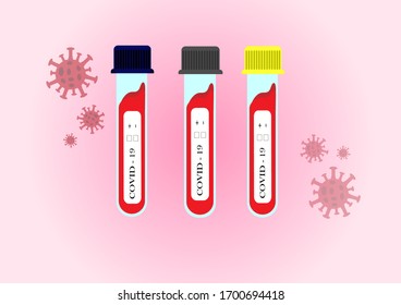 Covid-19 test and laboratory sample of blood testing. Vector illustration.