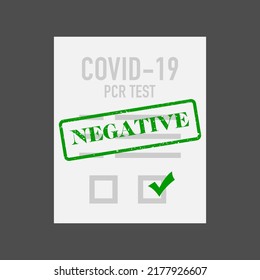 Covid-19 test negative result certificate, vector illustration
