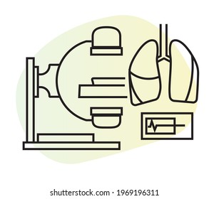 Covid-19 Testing - CT Scan - Human Lungs HRCT - Illustration als EPS10 Datei