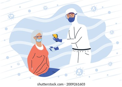 covid19 testing doctor and pacient characters