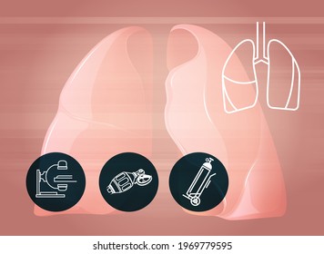 Covid-19 Testing - Human Lungs CT Scan and Oxygen Support  - Illustration as EPS 10 File