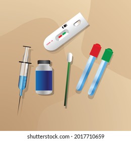 Covid19 testing kit vector art illustration