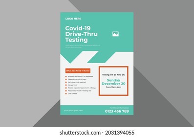 Covid-19 Testing Program Flyer Design Template. Covid-19 Poster Leaflet Design. Coronavirus Testing Program Flyer Template. A4 Template, Brochure Design, Cover, Flyer, Poster, Print-ready