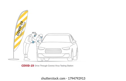 COVID-19 Testing Station Illustration Vector.