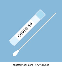 Covid-19 Testing Swab Kit, COVID19, Coronavirus, Flu Testing Tube Vector Illustration Background