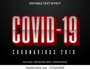 covid-19 text effect abstract background template with bold style use for logo and banner headline