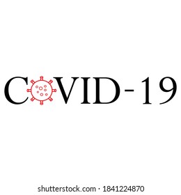 Covid-19 text icon with virus vector graphic design