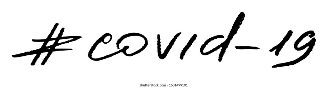 Covid-19 text on white background. Hashtag publications. Digitally Generated Image. Vector illustration, EPS 10.