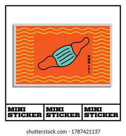 Covid-19 theme mini sticker. Use mask instruction. Vector stock file. Eps 10 format file. 