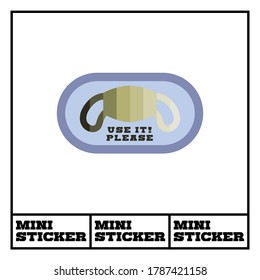 Covid-19 theme mini sticker. Use mask instruction. Vector stock file. Eps 10 format file. 