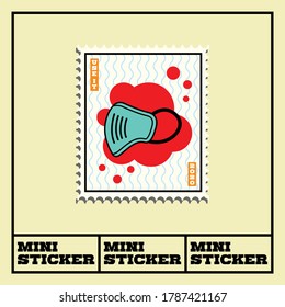 Covid-19 theme mini sticker. Use mask instruction. Vector stock file. Eps 10 format file. 