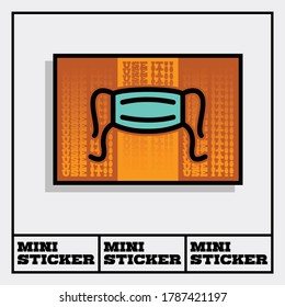 Covid-19 theme mini sticker. Use mask instruction. Vector stock file. Eps 10 format file. 