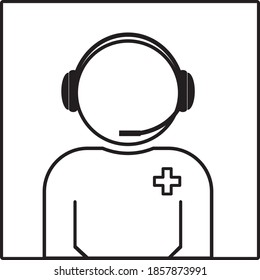 Covid-19 tracker operator in headset icon. Vector illustration