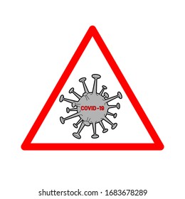 Dreieckszeichen COVID-19.Illustration zur Vektorillustration von Coronavirus. Gesundheitsgefährdung.