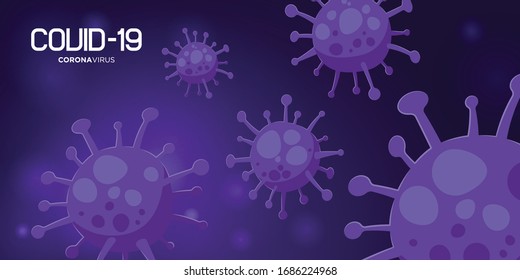 Covid-19 Typography Background with corona virus disease cells illustration. Corona virus in microscopic view illustration for cover, banner & brochure template.