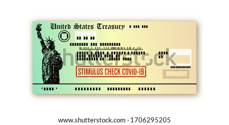 Covid-19 US stimulus check payment vector design - social security and financial relief illustration