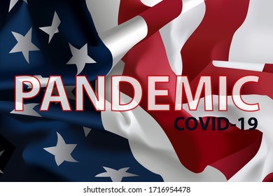 Covid-19 with Usa flag. USA with Covid-19. Coronavirus spread.