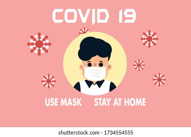 COVID19 Use mask, Stay Safe Vector illustration to prevent Corona Virus