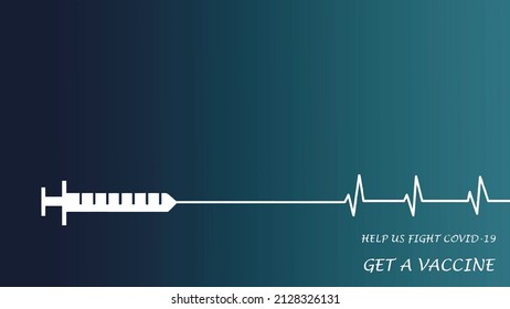 Covid-19 vaccination campaign banner. illustration of syringe on white with blue background. Awareness about the coronavirus pandemic and the importance of immunization. Get a vaccine.  