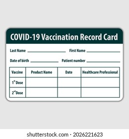 Plantilla de tarjeta de vacunación Covid-19. Ilustración del vector