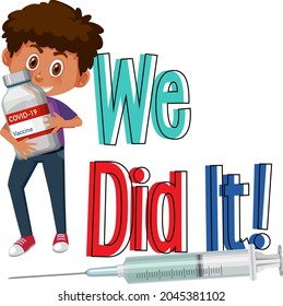 Covid-19 vaccination concept with cartoon character illustration