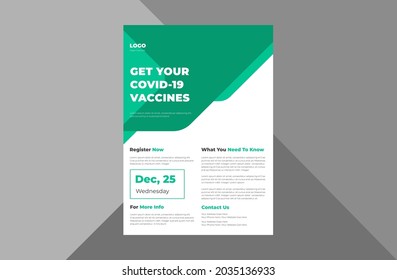 covid-19 vaccination program flyer design template. coronavirus vaccination poster leaflet design. a4 template, brochure design, cover, flyer, poster, print-ready