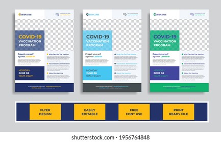 Covid-19 vaccination program flyer template Vector Premium	
