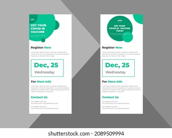 covid-19 vaccination program roll-up banner design template. coronavirus vaccination poster leaflet design. cover, roll up banner, poster, print-ready