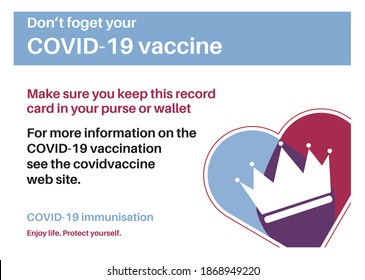 COVID-19 vaccination record card vector illustration on a white background