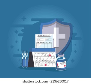 covid19 vaccination with shield poster