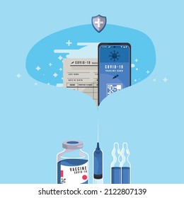 covid19 vaccination with smartphone poster