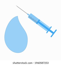 Covid-19 vaccination time vector illustration A hand wearing glove and holding vaccine syringe Can be used as banner poster brochure or card template Coronavirus vaccine concept vector illustration