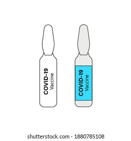 Covid-19 vaccination vector background. Covid19 coronavirus vaccine bottles and syringe injection tools for covid-19 immunization