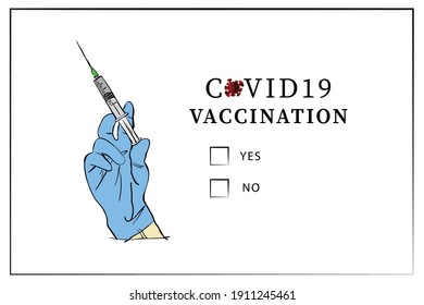 COVID-19 vaccination vector, hand drawn or sketch