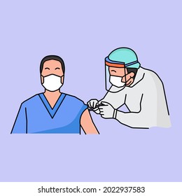 covid-19 vaccination vector illustration. flat design