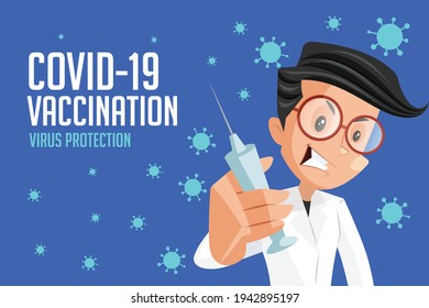 Covid-19 vaccination virus protection banner design. Vector graphic illustration.