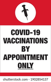 COVID-19 Vaccinations By Appointment Only Sign | 36in X 24in Layout For Medical Centers And Sites Administering Coronavirus Shots | Vector Design