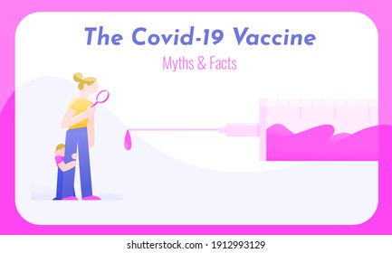 Covid-19 vaccine banner with worried mother